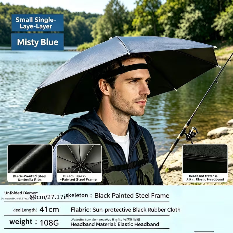 Hands-Free Outdoor Sun Umbrella – Foldable Head-Worn Shade Umbrella for Outdoor Work