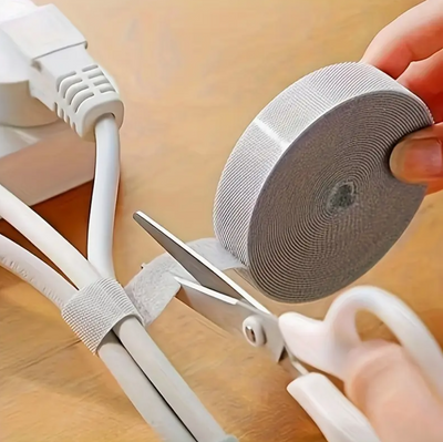 1 Roll Easy-to-Use Quick Fixing Tape – Multifunctional Cable Management & Wire Wrapping Organizer | Ideal for Computer, TV, Home & Office Cabling | Fastening Strap