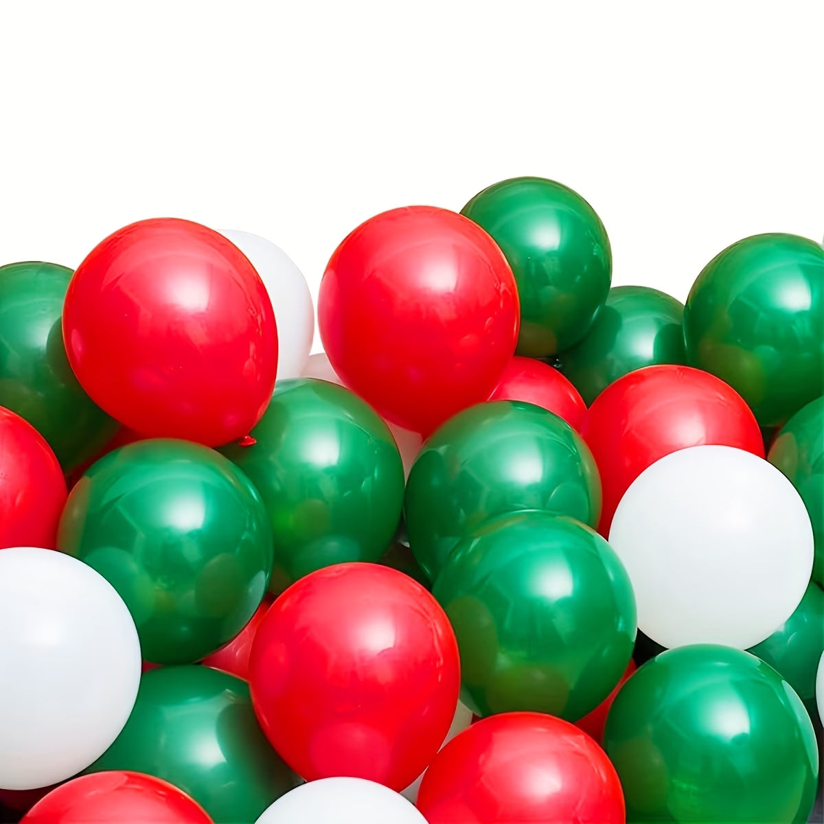 10pcs Red, Green & White Latex Balloons – Festive Party Decorations