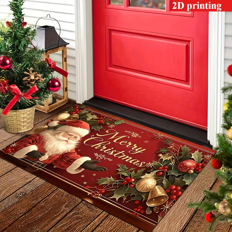 2D Christmas Welcome Mat – Santa Claus & Christmas Tree Design
