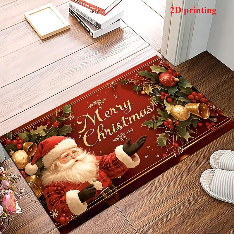 2D Christmas Welcome Mat – Santa Claus & Christmas Tree Design