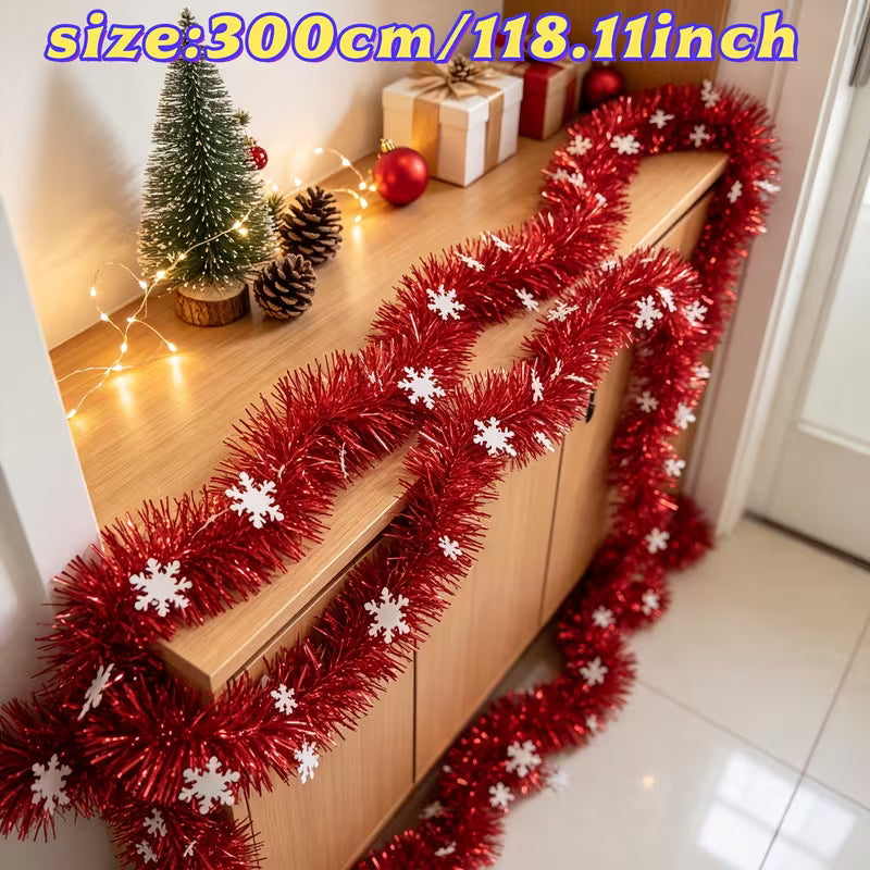6 Metres Christmas Red Snowflake Fringe Trim – 2-Piece Metallic Foil Decoration