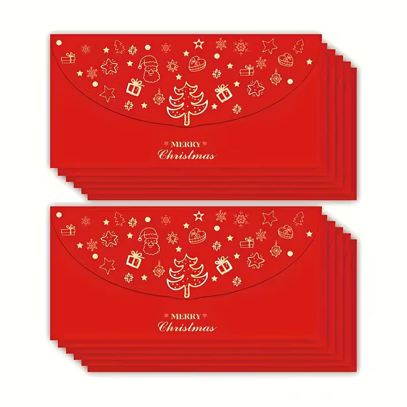 2pcs Festive Red Envelopes with Golden Foil Design – Self-Sealing Holiday Gift Envelopes
