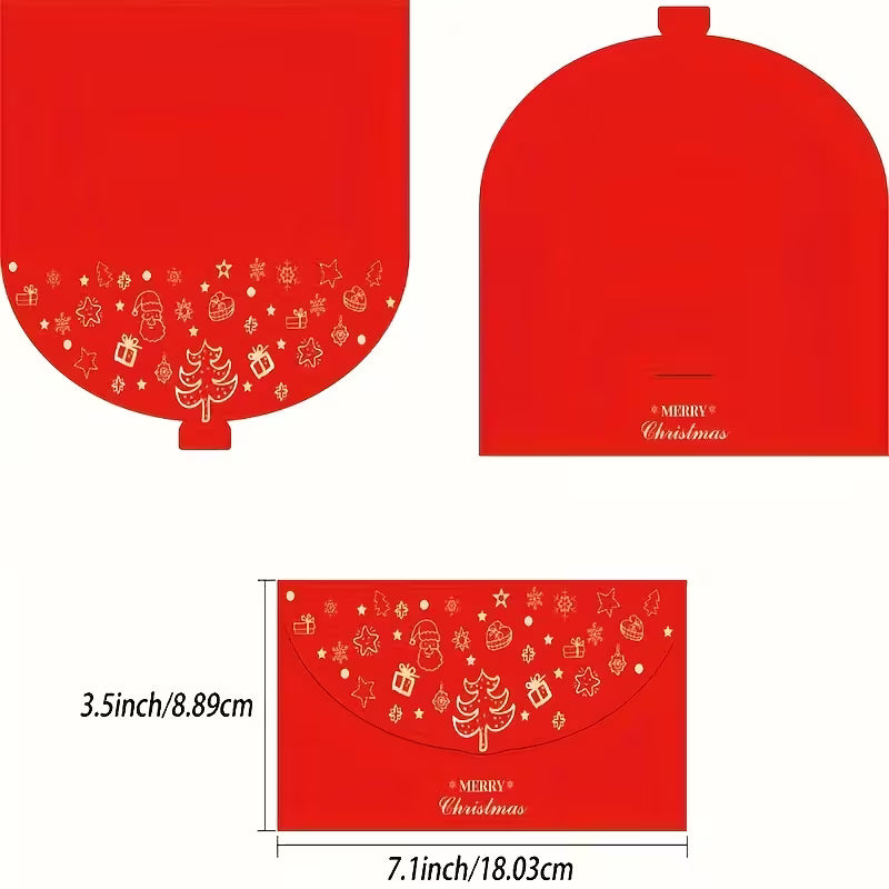 2pcs Festive Red Envelopes with Golden Foil Design – Self-Sealing Holiday Gift Envelopes