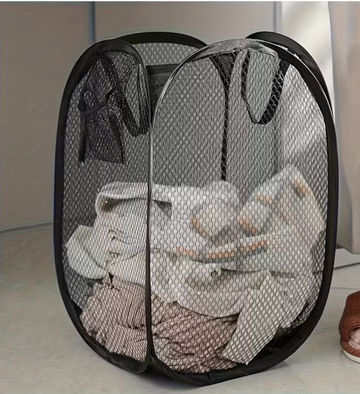 Foldable High-Capacity Mesh Laundry Basket with Handle – Rectangular Casual Polymer Laundry Basket for Bathroom, Bedroom & Dorm, Lightweight Storage Hamper for All Seasons
