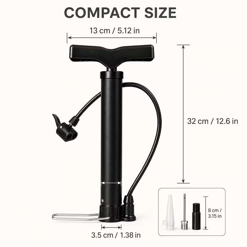 1pc Portable Bike Pump with Dual Nozzle – Manual Air Inflator