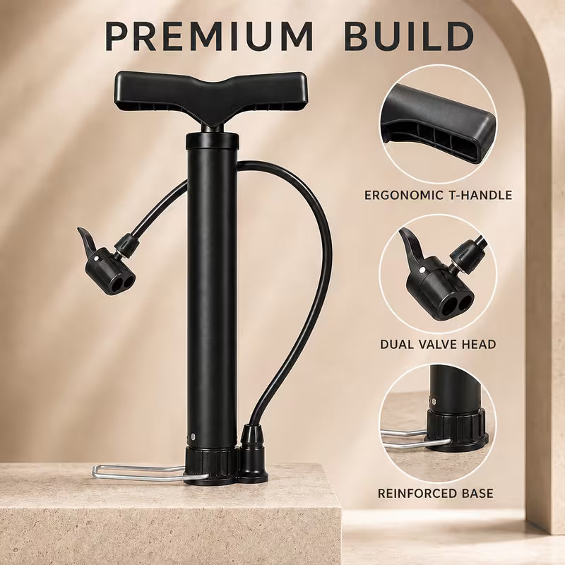 1pc Portable Bike Pump with Dual Nozzle – Manual Air Inflator