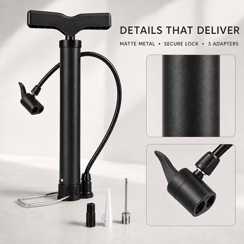 1pc Portable Bike Pump with Dual Nozzle – Manual Air Inflator