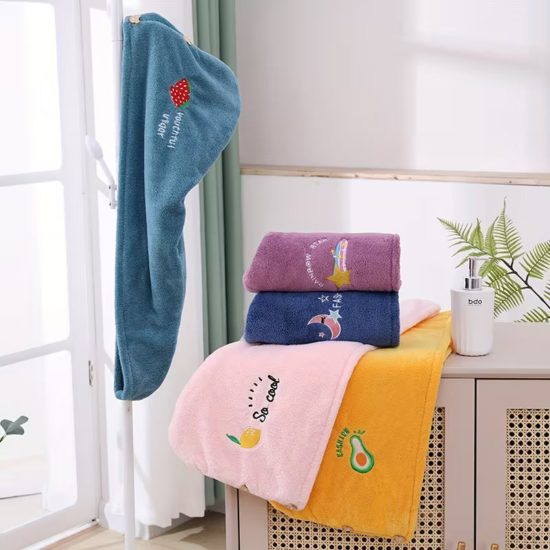 1pc Microfiber Hair Towel Wrap, Quick-Dry Hair Drying Turban Cap for Women, Super Absorbent Geometric Pattern with Space-Themed Embroidery, 260 GSM