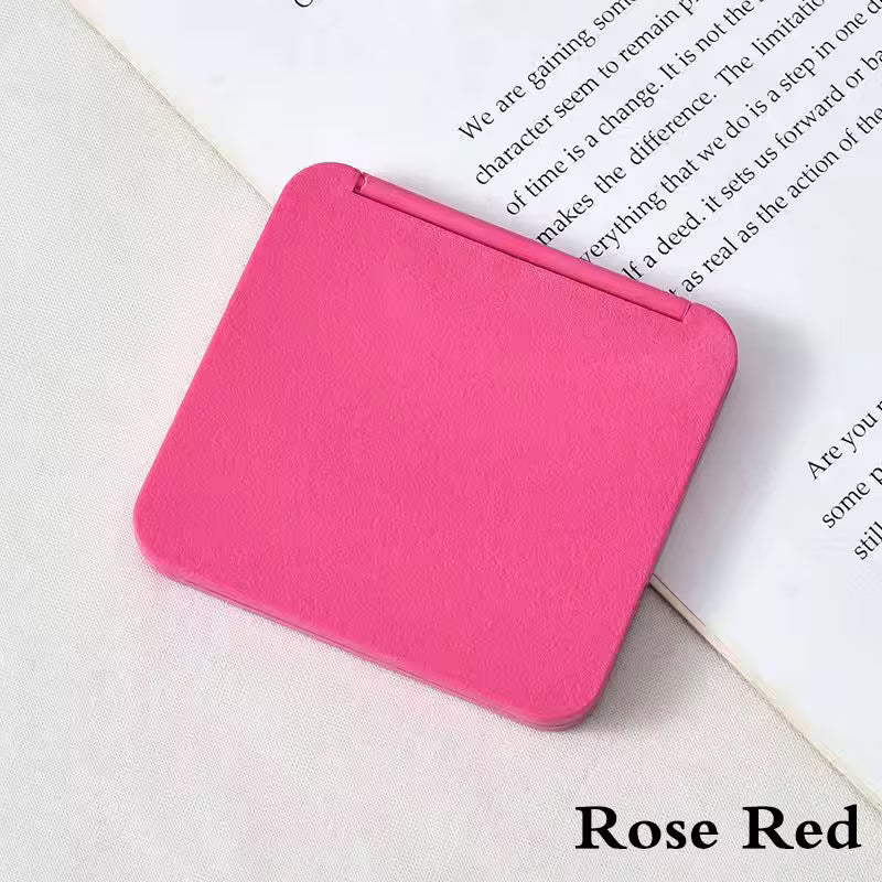 Double-Sided Square Makeup Mirror, Portable Compact Pocket Mirror for Women and Girls, Random Colours