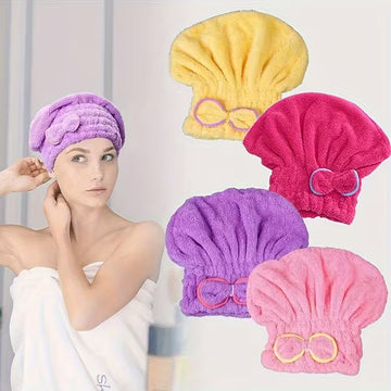 1pc Women's Quick-Drying Hair Cap, Thickened Super Absorbent Soft Hair Towel Wrap, Random Colour