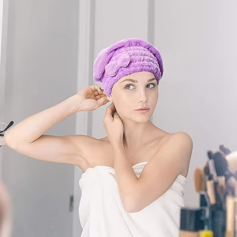 1pc Women's Quick-Drying Hair Cap, Thickened Super Absorbent Soft Hair Towel Wrap, Random Colour