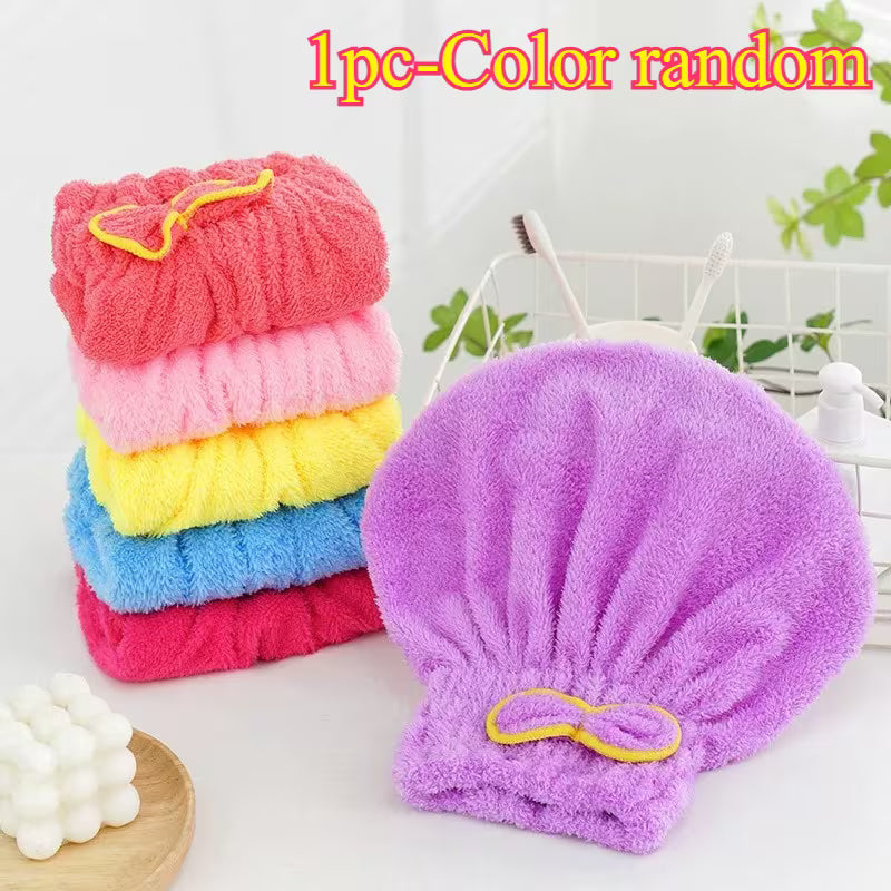 1pc Women's Quick-Drying Hair Cap, Thickened Super Absorbent Soft Hair Towel Wrap, Random Colour