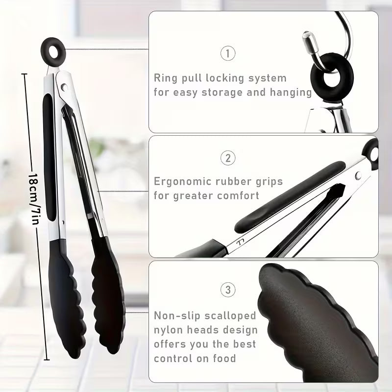 Food Tongs – Heat-Resistant Kitchen Serving Tongs for Cooking, BBQ, Baking & Catering