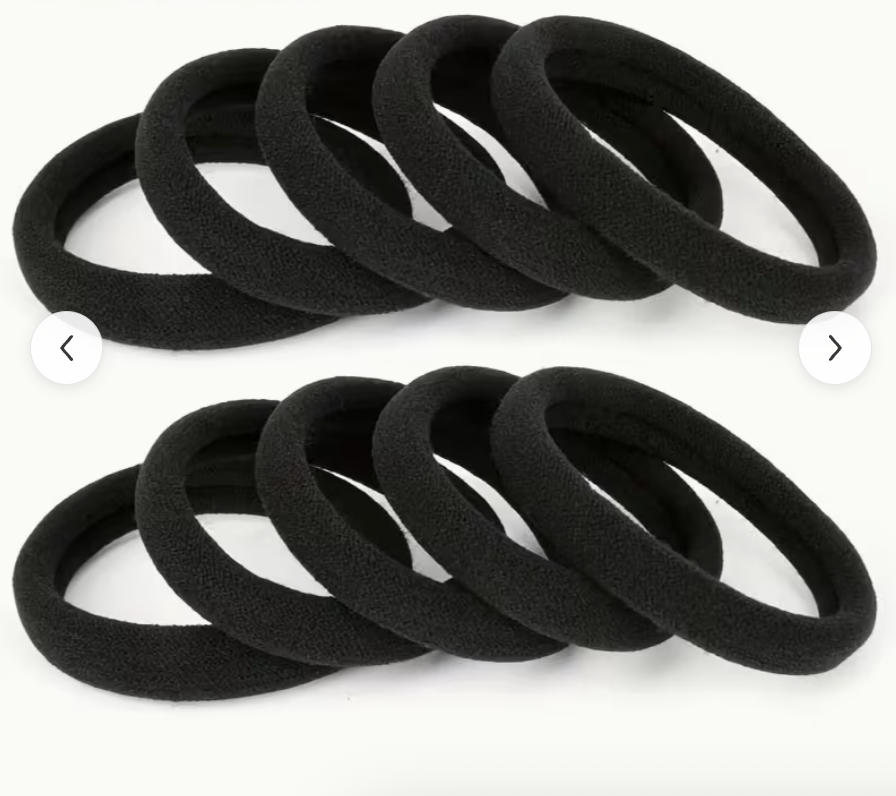 10PCS Black Hair Ties Set – High Elasticity Minimalist Hair Bands for Women