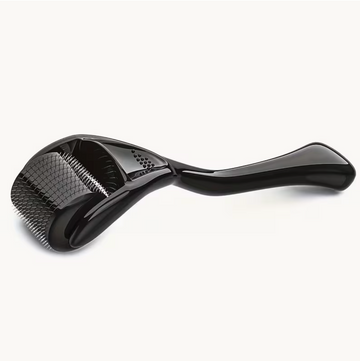 Black Stainless Steel Facial Roller – 0.25mm Precision Light Beige Skin Massager with Ergonomic Handle | Gentle Exfoliating Tool for Men & Women, Daily Skincare Essential