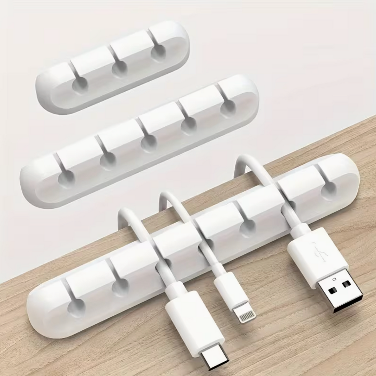 5 Hole Cable Organizer with Synthetic Gemstones – 5-Hole USB Cord Management Box with Clips | Desk, Car, Home & Office Cable Storage