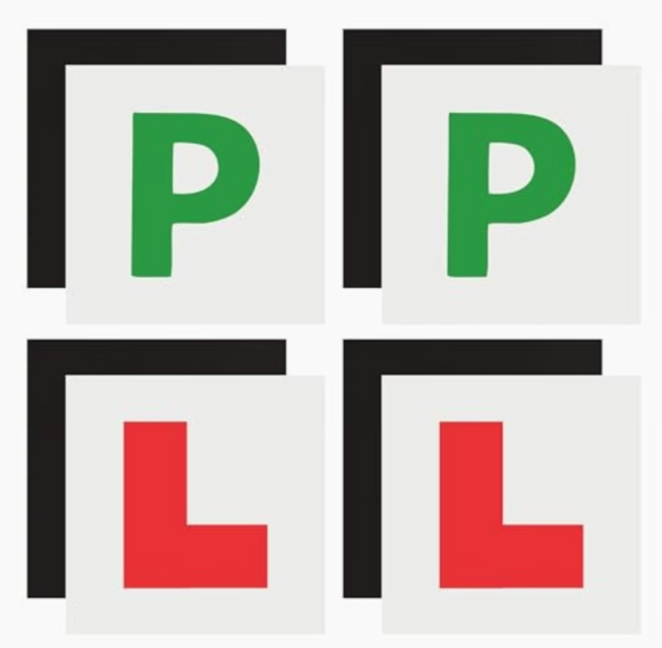 2 Pack Magnetic L & P Plates | 2 Red ‘L' or 2 Green ‘P' Signs for Learner & New Drivers | Strong Magnetic Hold, Weather-Resistant Material | Easy Fit Removable Plates for Cars & Motorcycles